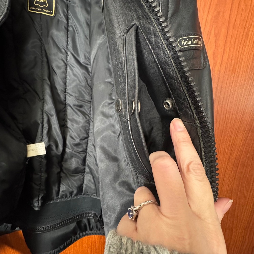 Hein Gericke Echt Leder VTG Black Leather Motorcycle Jacket 44 Lined Vented Pads - Picture 7 of 16